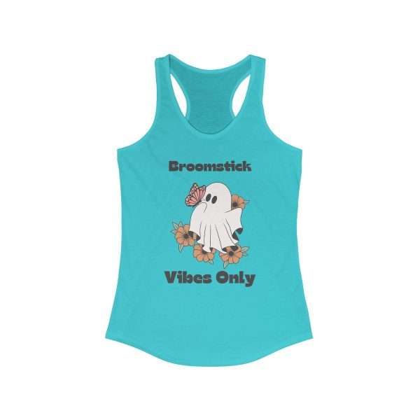 Racerback Tank - Broomstick Vibes Only, Halloween Ghost Cute Design
