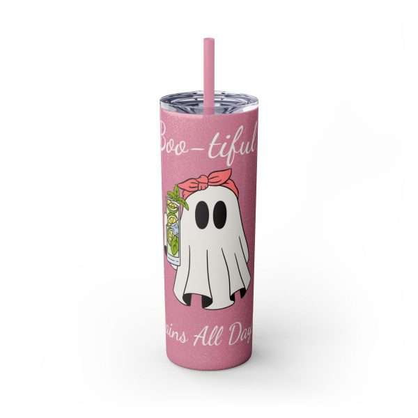 Tumbler - Funny Quote Boo-tiful Ghost Design, 20oz with Straw