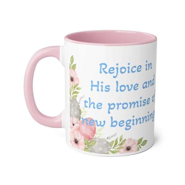 Inspirational Floral Accent Mug - "Rejoice in His Love and Promise of New Beginnings"