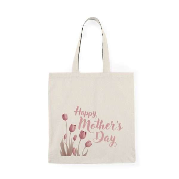 Happy Mother's Day Floral Tote Bag - Natural Canvas Shopping Bag